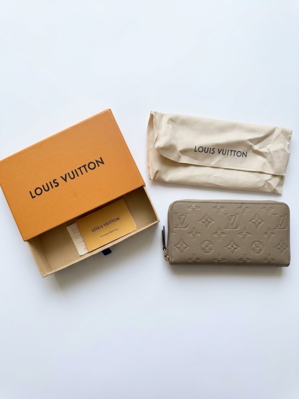 Grey/Taupe Monogram Zip Around Wallet
